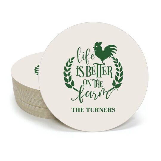 Life Is Better On The Farm Round Coasters
